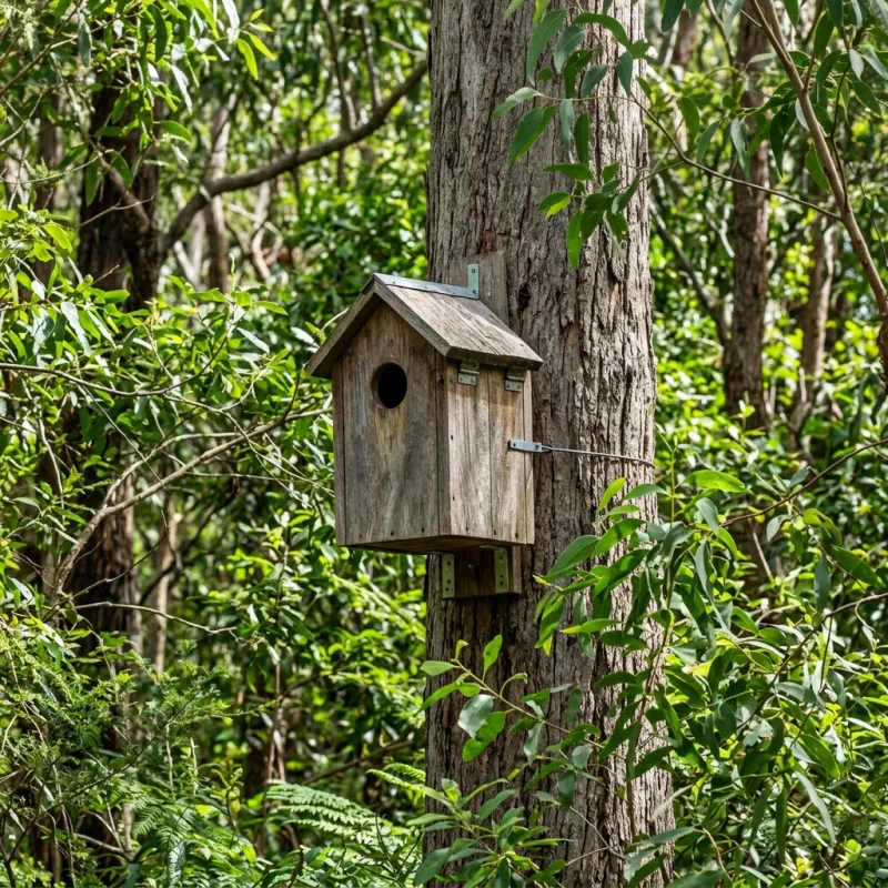 Animal nesting box installed as a humane alternative to a Burwood roof cavity